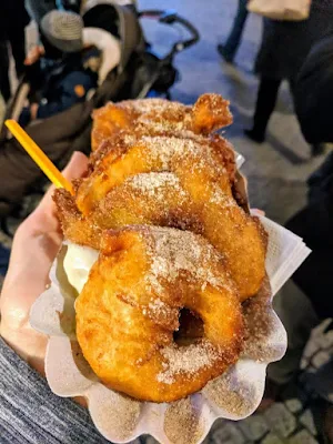 Öpfelchüechli at the Winterthur Christmas Market in Switzerland