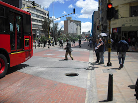 A standard open manhole in Bogotá