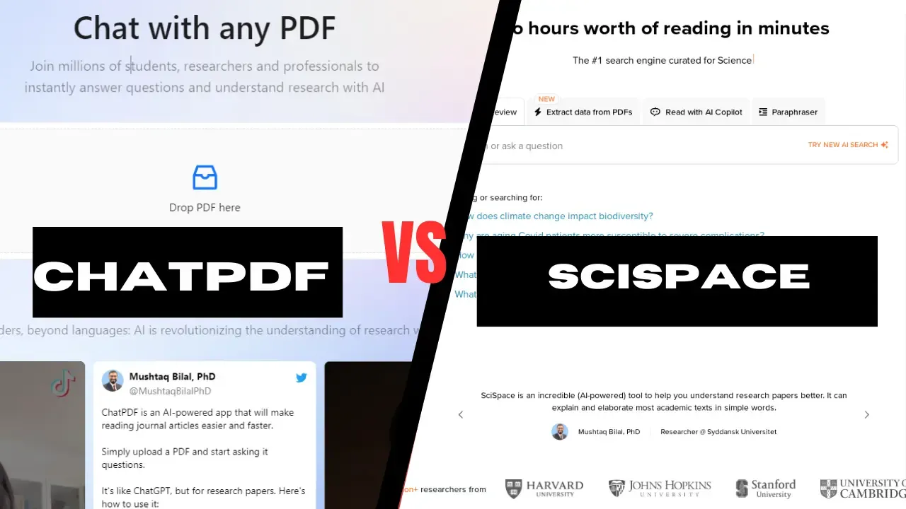 ChatPDF vs. SciSpace Copilot: AI-powered PDF summarization