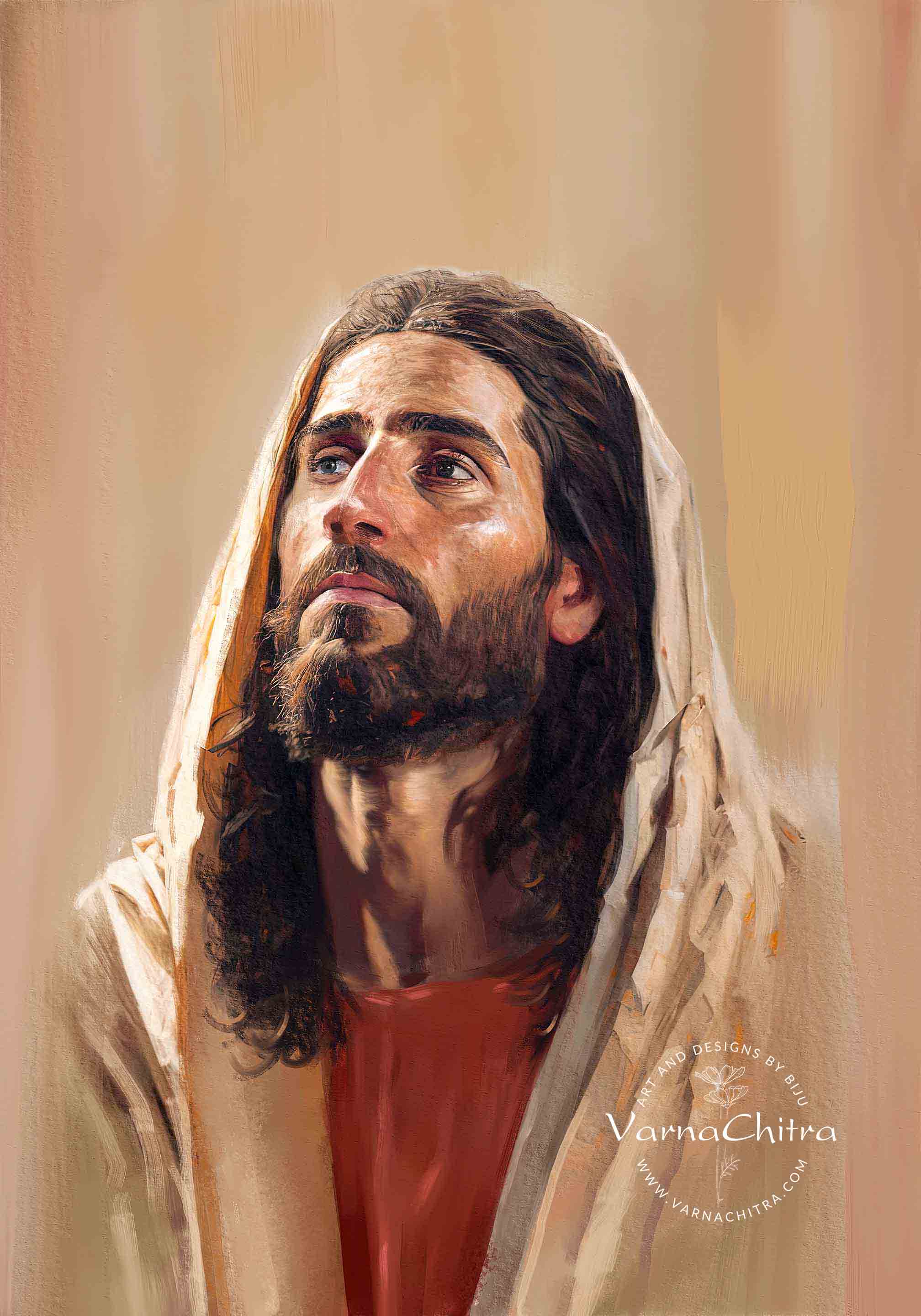 Jesus 4, Painting done digitally in Oil Painting, Alla Prima, Impasto style