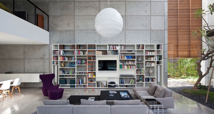 Large living room in Modern Bauhaus Mansion In Israel 