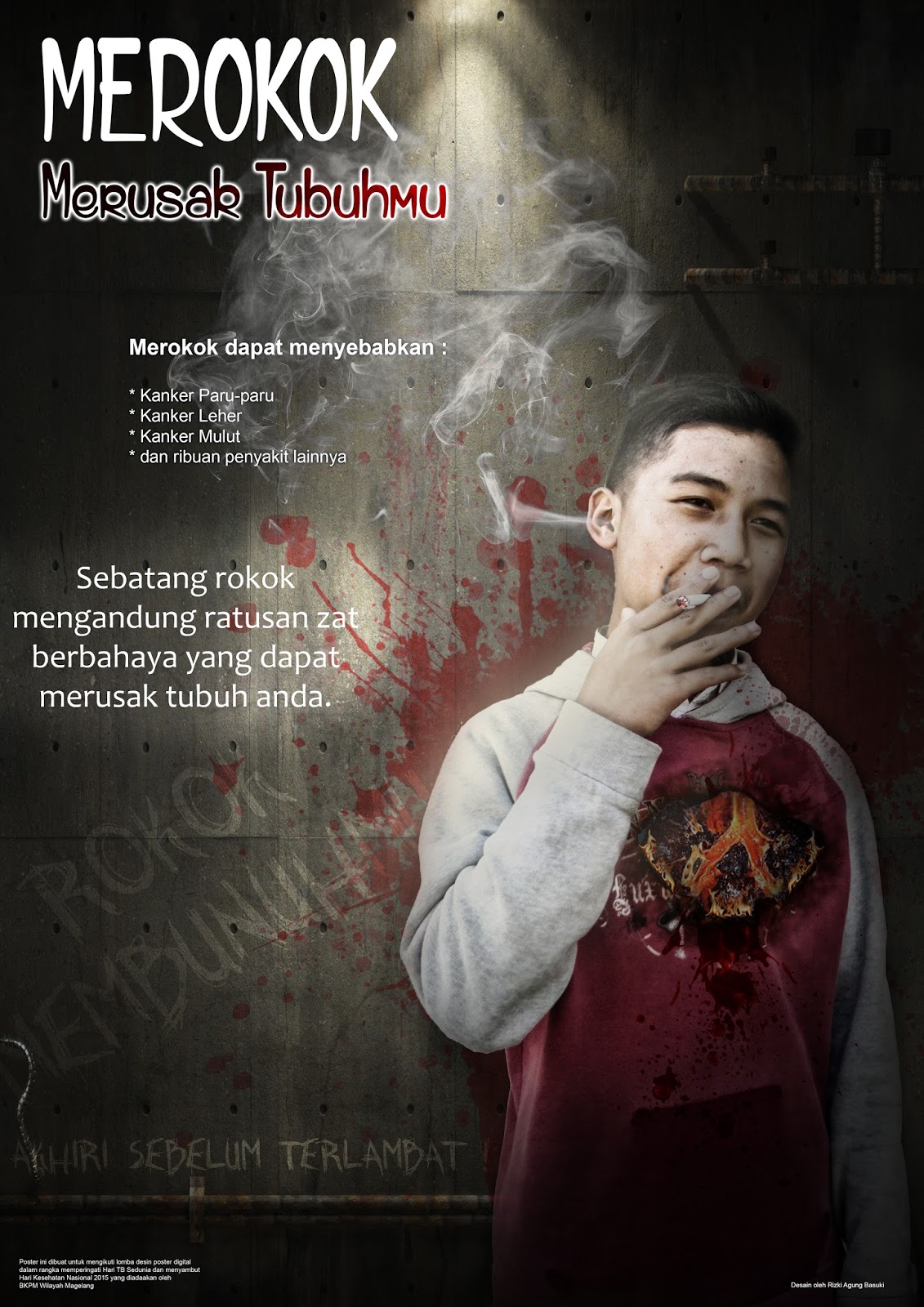 Contoh Desain Poster Digital  Bahaya Merokok Abazzukie