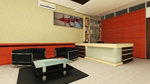 Jasa desain interior ruang resepsionis dengan warna warna 