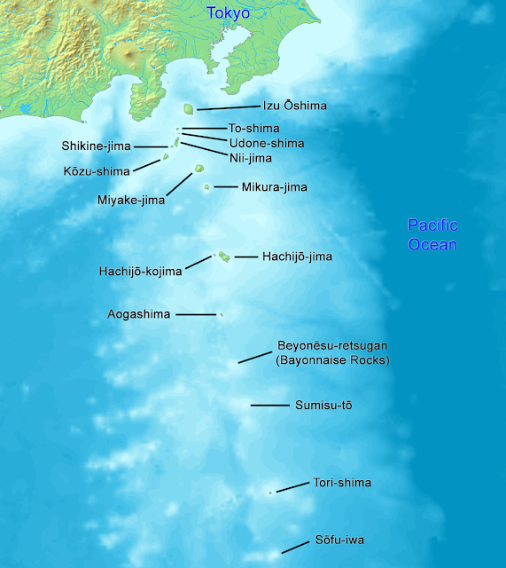 Карта островов Идзу, центра легенды о Море Дьявола