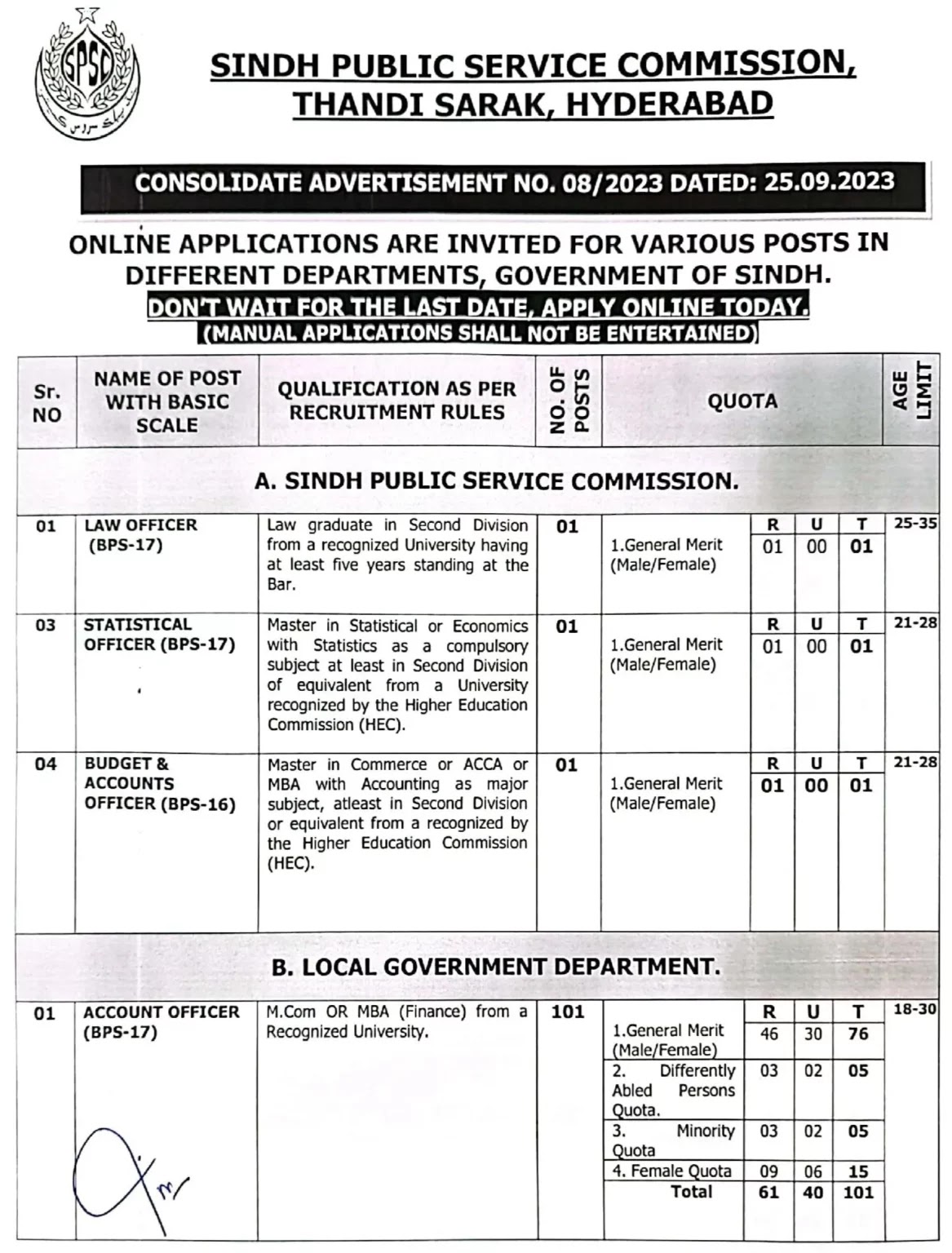 Sindh Public Service Commission Jobs 2023 | Pk24Jobs