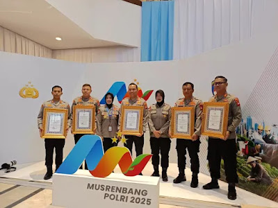 Lima Kapolres Jajaran Polda Kalimantan Barat Terima Penghargaan Nasional di Musrenbang Polri 2025