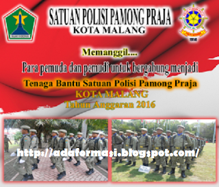 PENERIMAN / REKRUTMEN TENAGA BANTU SATUAN POLISI PAMONG PRAJA (SATPOL PP) KOTA MALANG 2016