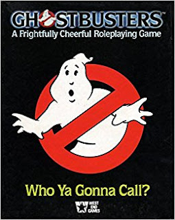 Cover of Ghostbusters: A Frightfully Cheerful Roleplaying Game, published by West End Games.