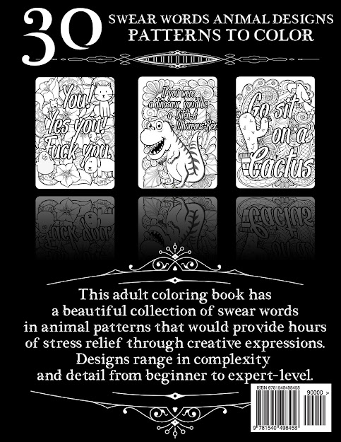 Amazon Coloring Books For Adults Relaxation Swear Word Animal  Designs Sweary Book Swear Word Coloring Book Patterns For Relaxation  Fun 