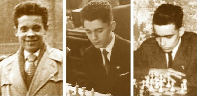 Los ajedrecistas Jaume Anguera, Antoni Puget y Joaquim Travesset