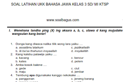  Dapatkan Soal Latihan Ulangan Kenaikan Kelas Soal UKK/ UAS Kelas 3 B. Jawa Semester 2 Terbaru