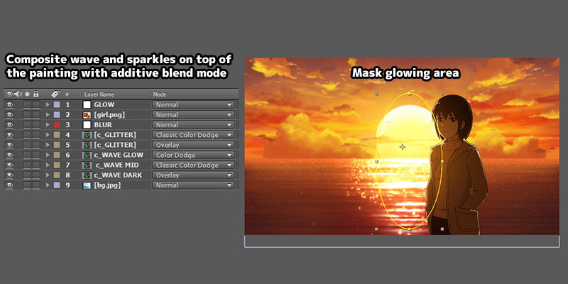 anime sunset seaside tutorial