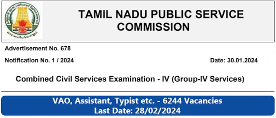 TNPSC Group IV Vacancy 2024