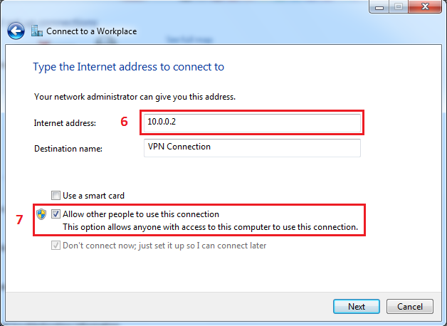 Test VPN pada Windows7