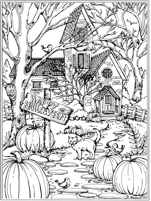 autumn scenes coloring book sample 01