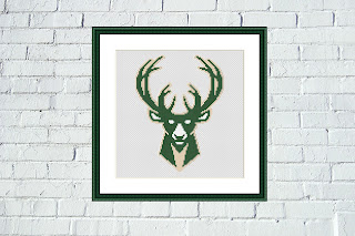 Milwaukee Bucks logo cross stitching embroidery - Tango Stitch