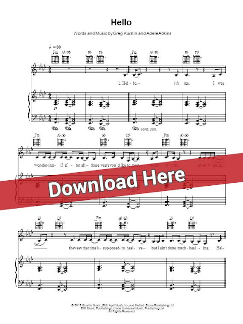 Adele Hello Easy Piano Sheet Music, Notes, Chords