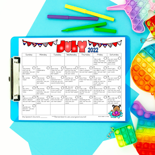 July Articulation calendar