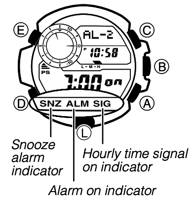 Using the Alarm - To turn an alarm and the Hourly Time Signal on and off