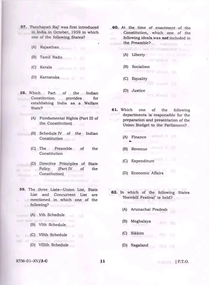 APSC General Studies 2015 Question Booklet | APSC General Studies question paper