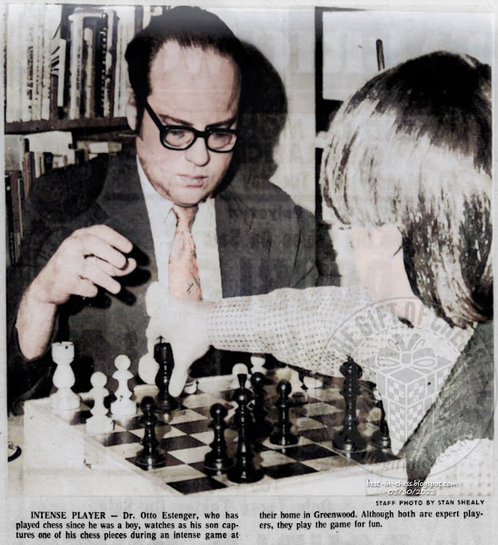 Dr. Otto Estenger, who has played chess since he was a boy, watches as his son captures one of his chess pieces during an intense game at their home in Greenwood. Although both are expert players, they play the game for fun.