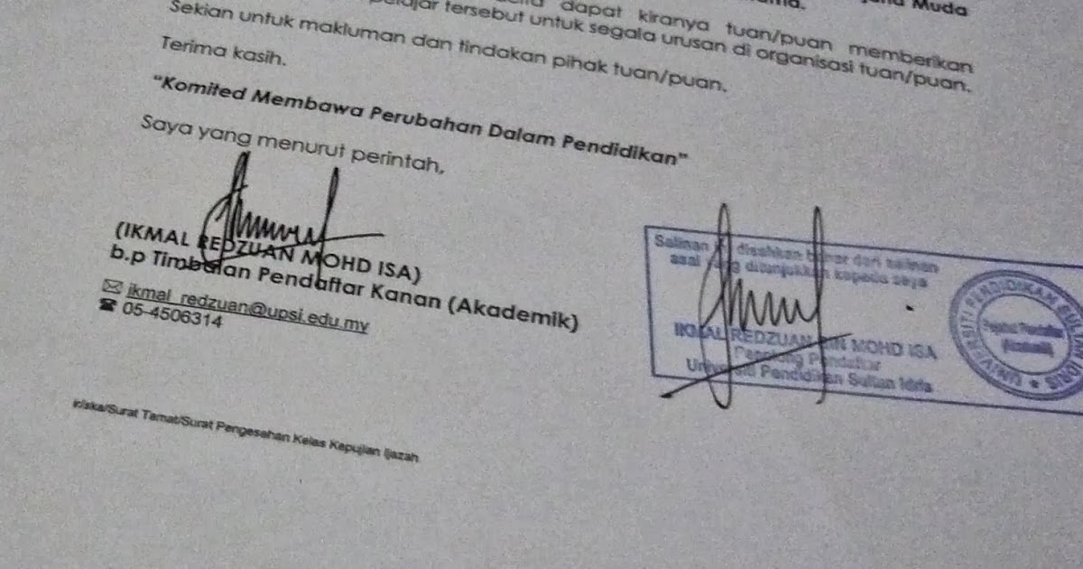 Contoh Surat Sign Bagi Pihak