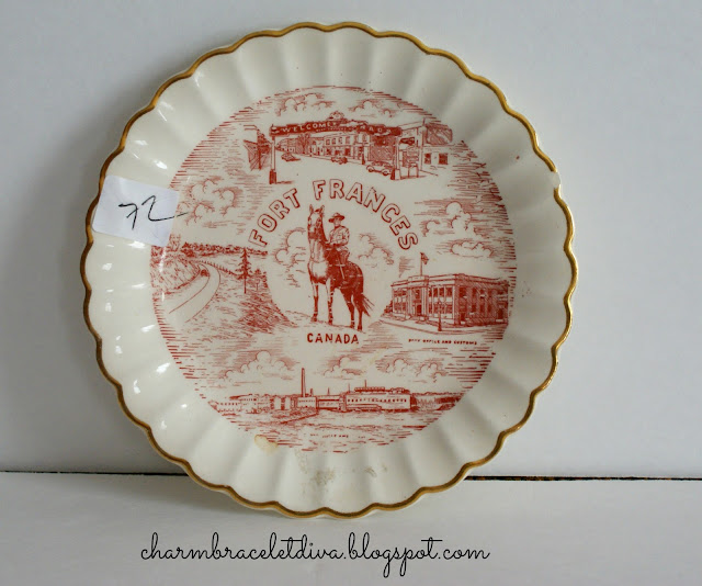 vintage Fort Frances Canada gold leaf commemorative plate