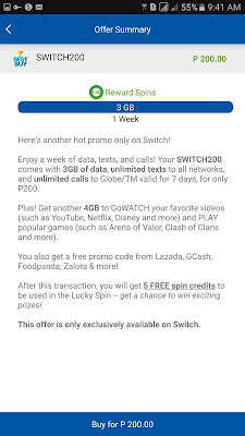 Globe SWITCH200 Promo