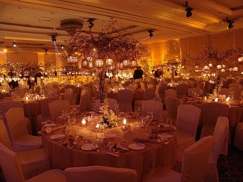 Candlelit vintage wedding reception