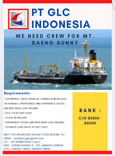 Need Crew for Chemical Carrier Korean and Panama Flag October