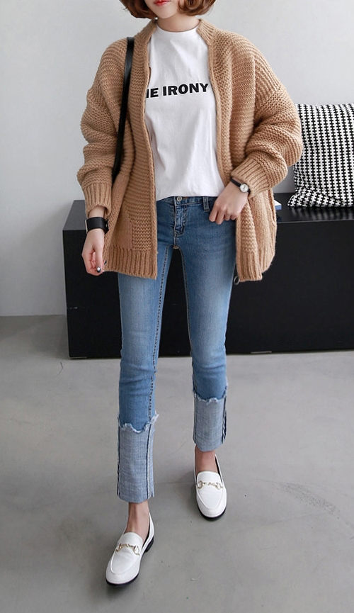 Zip-Front Knit Cardigan