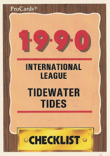 Tidewater Tides 1990 checklist card