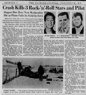 Periodico muerte de Buddy Holly, Richie Valens and The Big Bopper