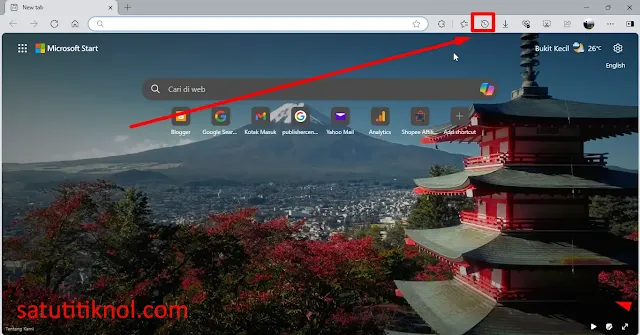 Cara Menampilkan Tombol History di Toolbar Microsoft Edge PC