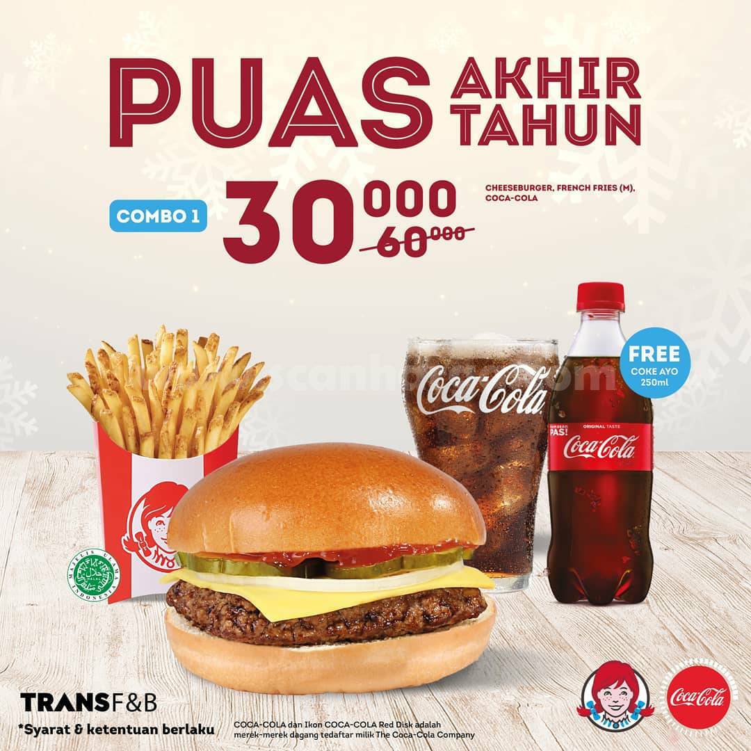 WENDYS Promo PUAS AKHIR TAHUN – Paket COMBO Hemat GRATIS Coca Cola mulai Rp 30Rb*