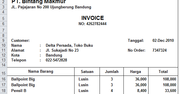 Download Contoh Invoice Excel  rabitah.net