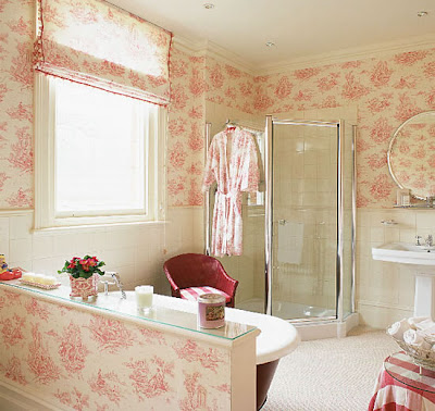 Home wallpaper murals - Pink Girls Bathrooms Wallpaper Design, wallpaper decor