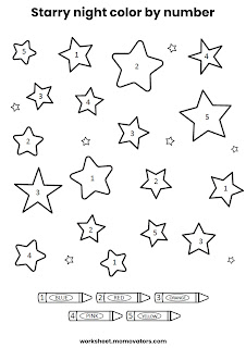 color by number, starry night color by number, free printable color by number,  starry night color by number preschool, free printables color by number, color by number worksheets, coloring activity @momovators