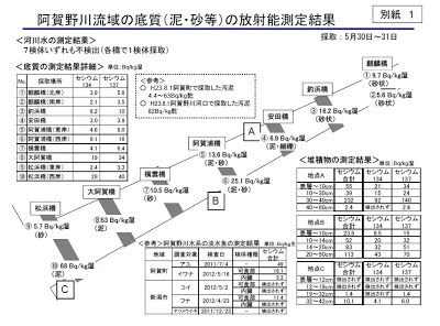 阿賀野川流域の底質（泥・砂等）の放射能測定結果