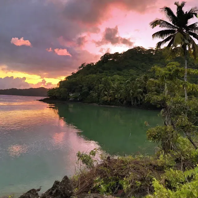 Atardecer en un lugar tropical