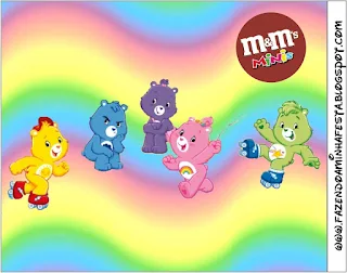 Care Bears Party Free Printable M&M Labels.