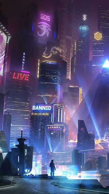 Papel de Parede Cidade Cyberpunk