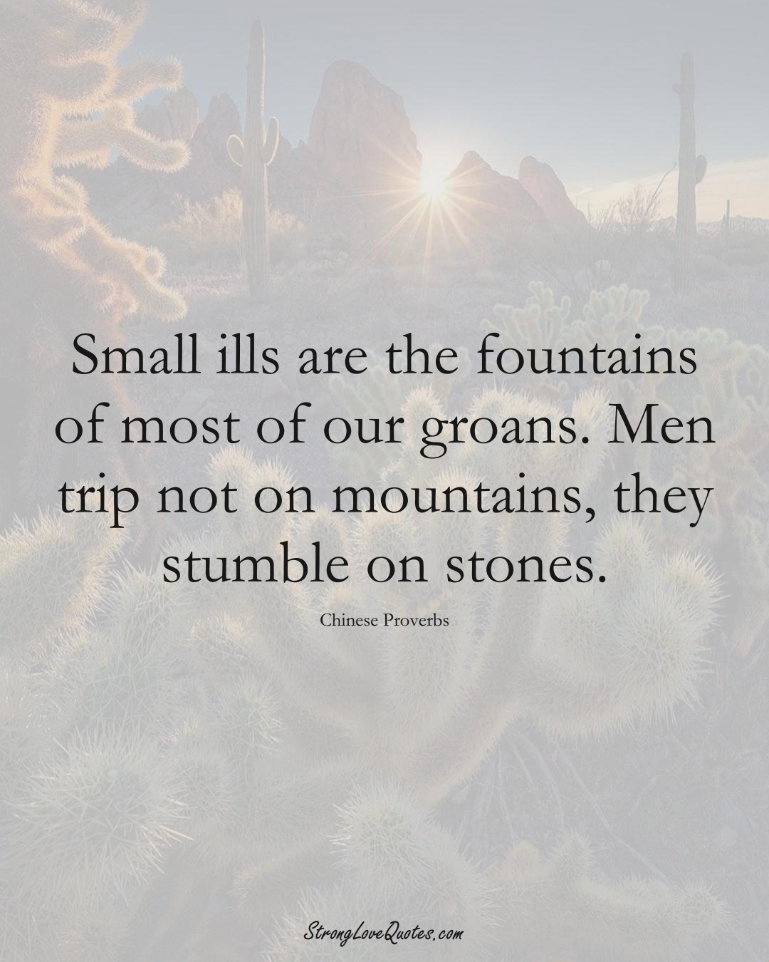 Small ills are the fountains of most of our groans. Men trip not on mountains, they stumble on stones. (Chinese Sayings);  #AsianSayings