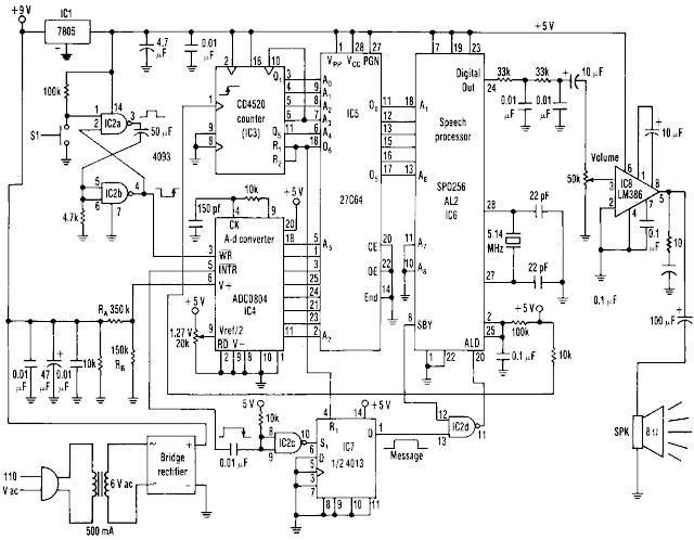 Simple Ac line Voltage Announcer Circuit Diagram