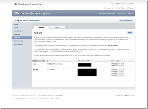 iPhone Dev Center - App IDs