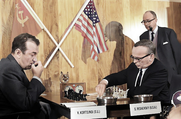 Samuel Reshevsky (U.S.A.) vs Viktor Korchnoi (U.S.S.R.), Korchnoi - Reshevsky Candidates Quarterfinal, Amsterdam, May 1968.