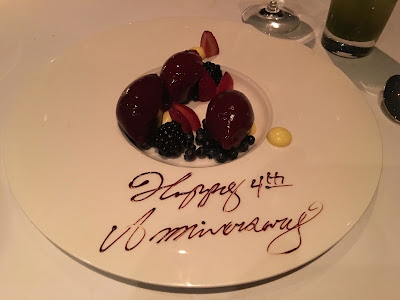 canlis berry dessert for fourth wedding anniversary