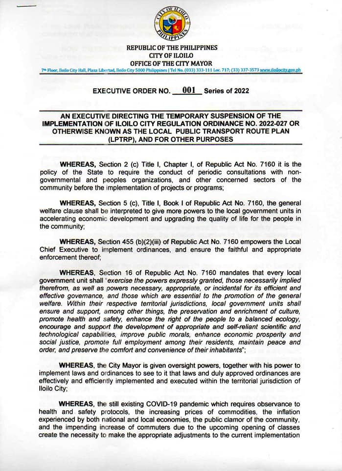 Executive Order No. 001 s. 2022 - Page 1