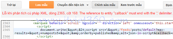 The reference to entity "callback" must end with the ';' delimiter