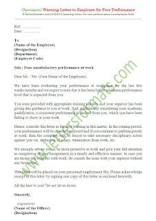 sample first warning letter to employee for poor performance